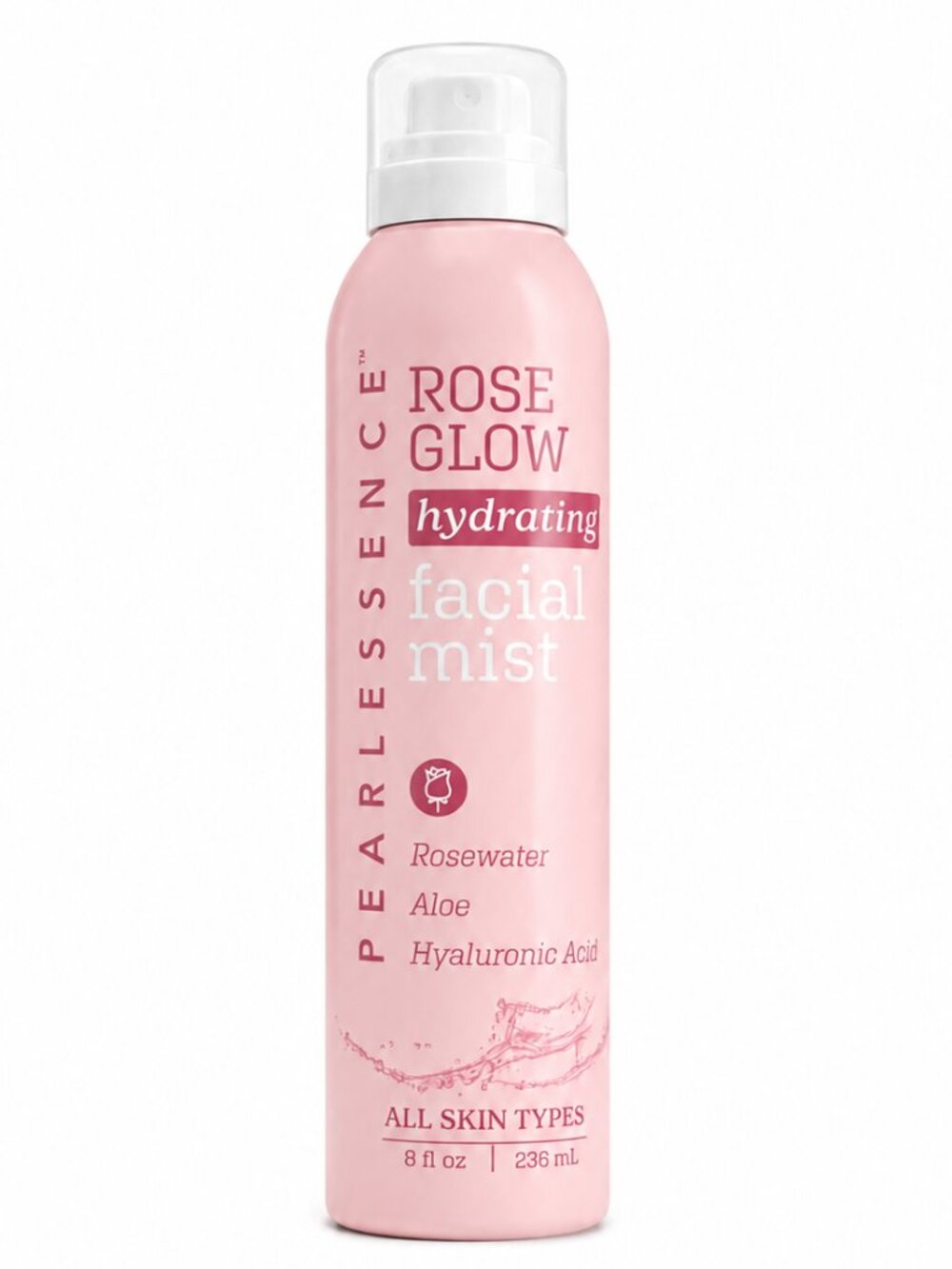 Pearlessence Rose Glow Hydrating Facial Mist Rosewater Aloe Hyaluronic Acid 8 oz